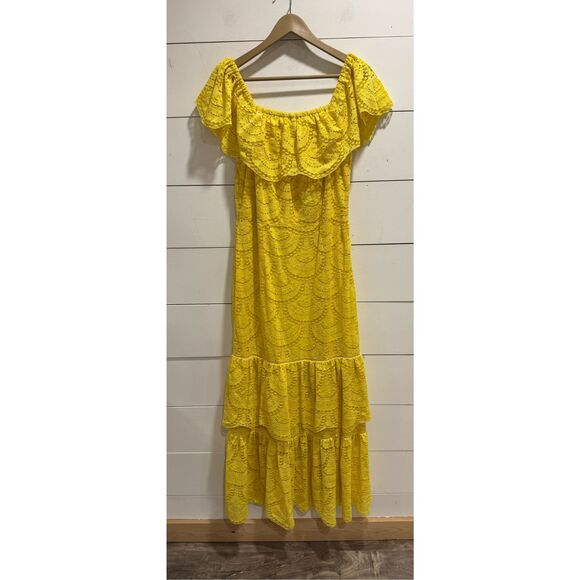 Gianni Bini Yellow Lace Maxi Dress - Picture 1 of 7
